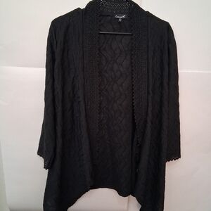 +1🔵CHANCES R Chic Black Open-Front Cardigan